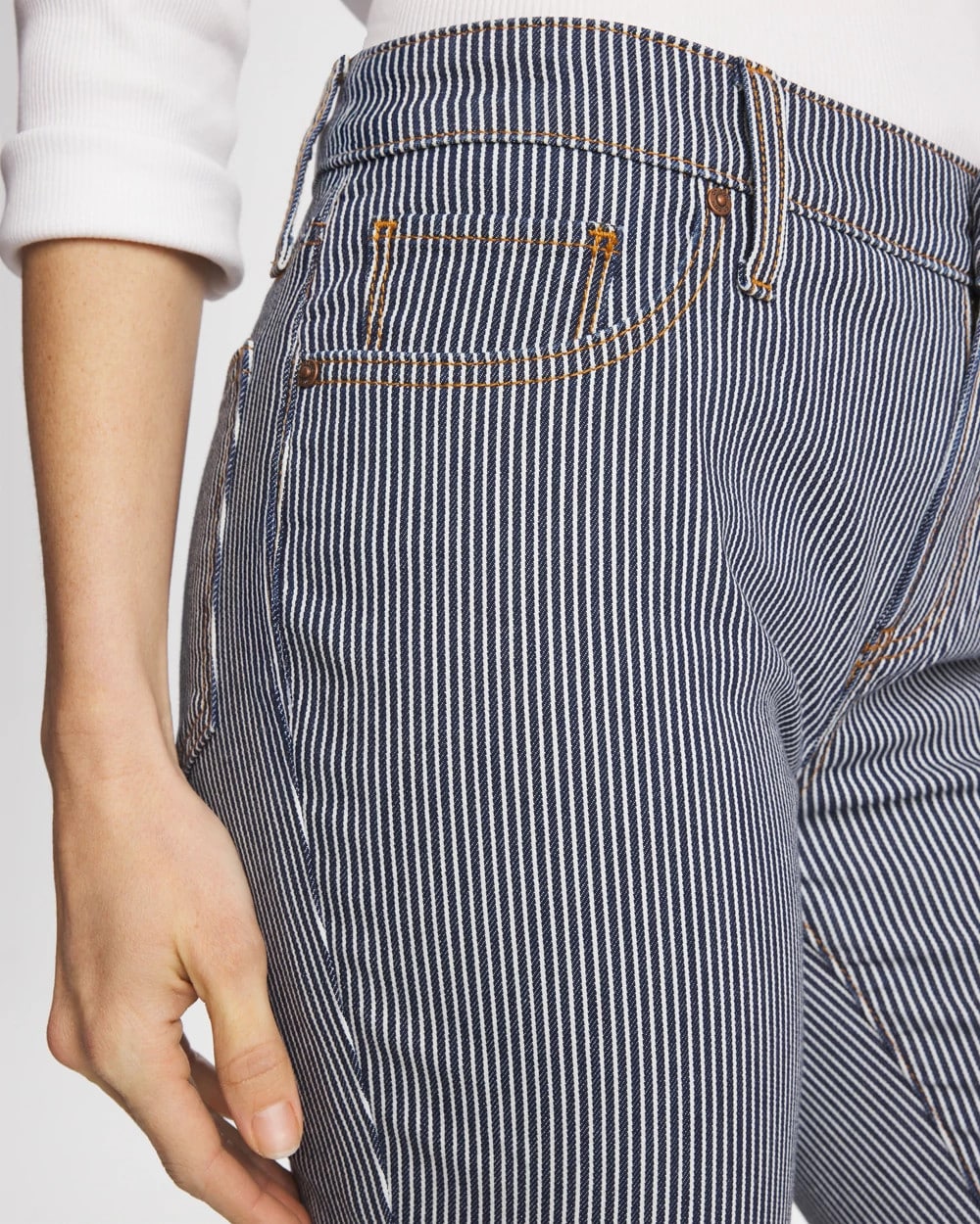 Petite Pinnacle Stripe Girlfriend Ankle Jeans - US 3555