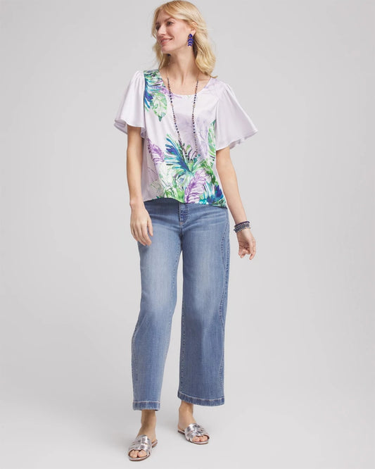 Flutter Sleeve Satin Top - US 2074