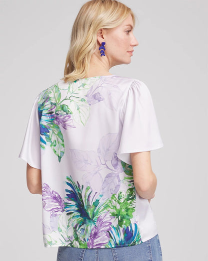 Flutter Sleeve Satin Top - US 2074