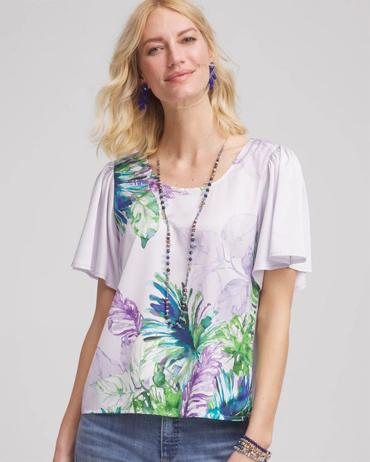 Flutter Sleeve Satin Top - US 2074
