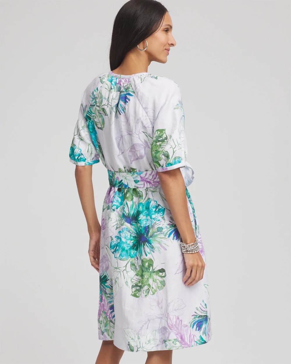 Floral Linen Shirtdress - US 4804