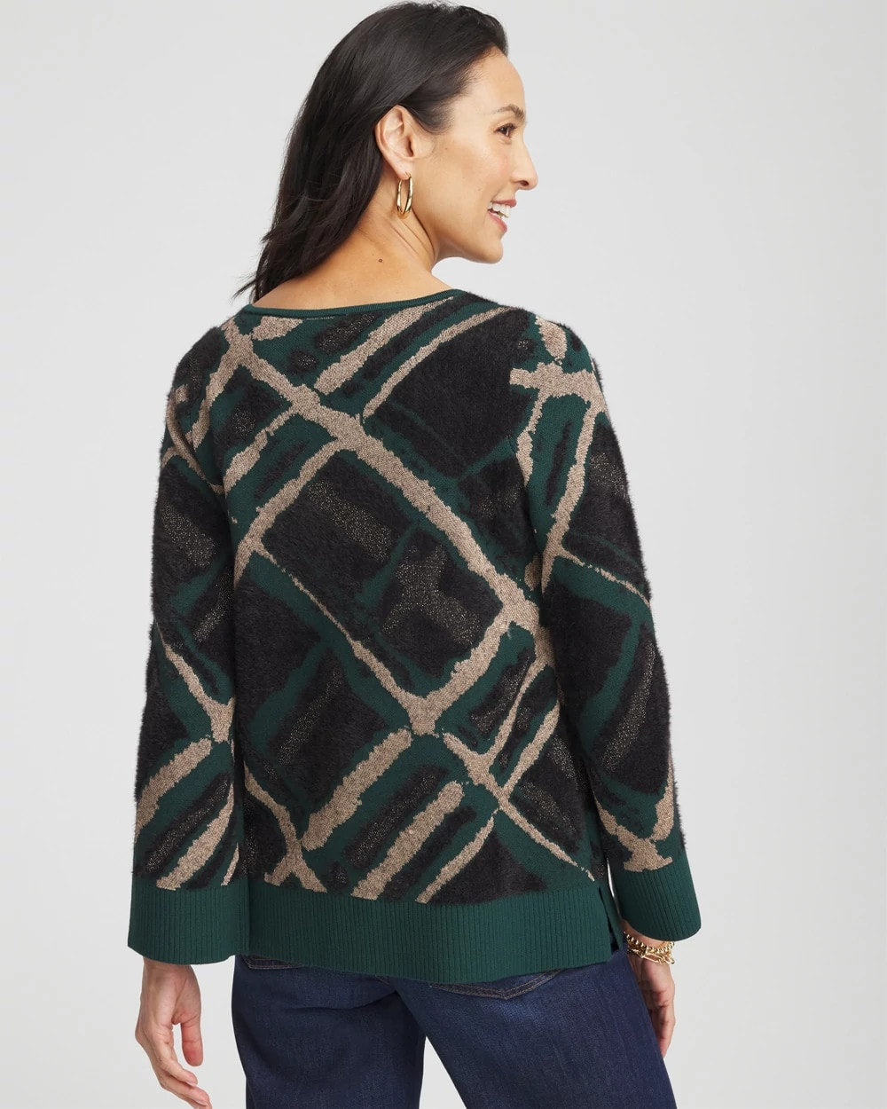 Eyelash Jacquard Pullover Sweater - US 2438