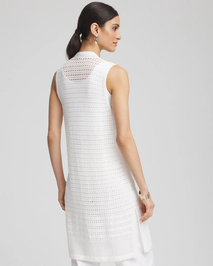 Pointelle Sleeveless Midi Sweater Vest - US 9820