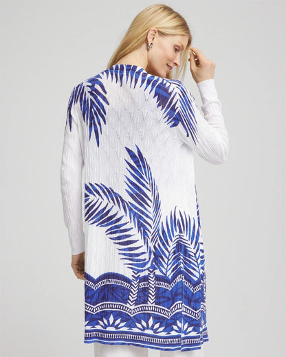 Island Motif Pointelle Long Cardigan - US 6980