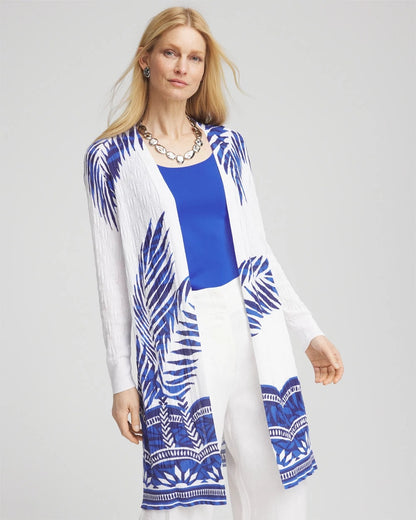 Island Motif Pointelle Long Cardigan - US 6980