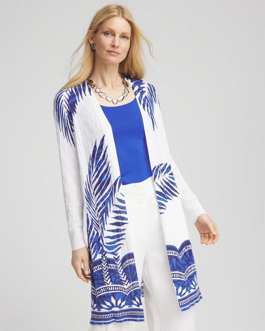 Island Motif Pointelle Long Cardigan - US 6980