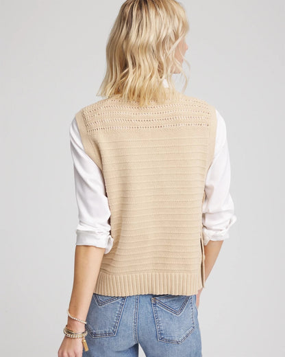 Pointelle Button Sweater Vest - US 0488