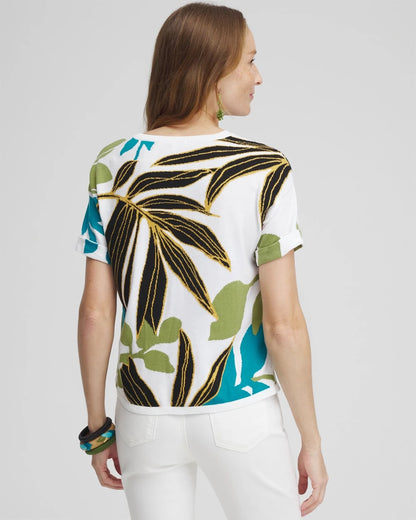 Palm Print Intarsia Pullover - US 4523