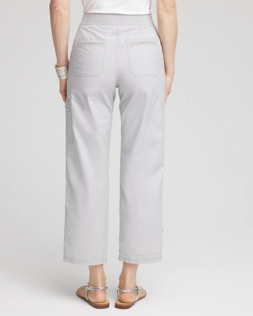 Poplin Cropped Roll Tab Pants - US 3143