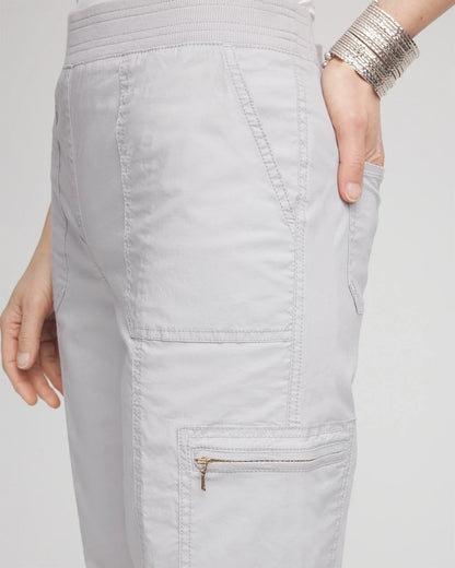 Poplin Cropped Roll Tab Pants - US 3143