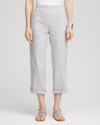 Poplin Cropped Roll Tab Pants - US 3143