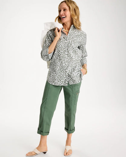 Poplin Cropped Roll Tab Pants - US 0329