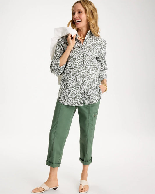 Poplin Cropped Roll Tab Pants - US 0329
