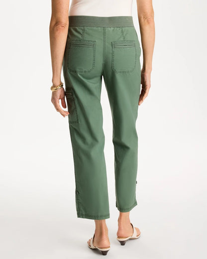 Poplin Cropped Roll Tab Pants - US 0329