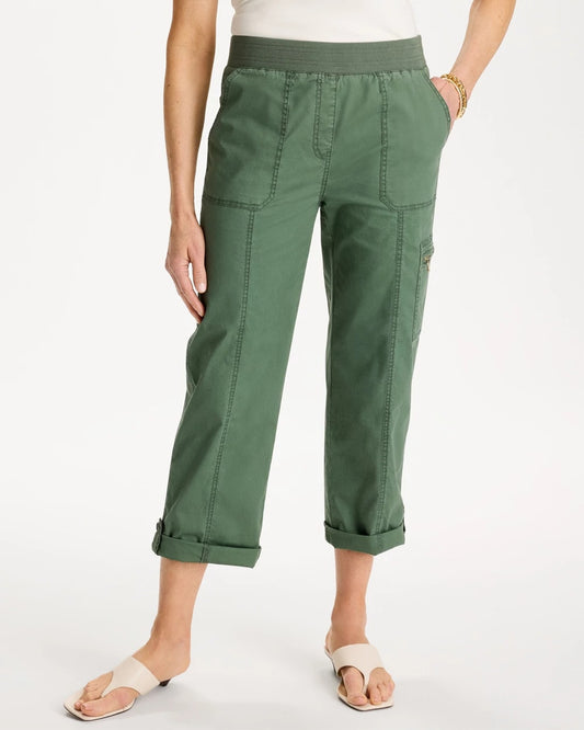Poplin Cropped Roll Tab Pants - US 0329