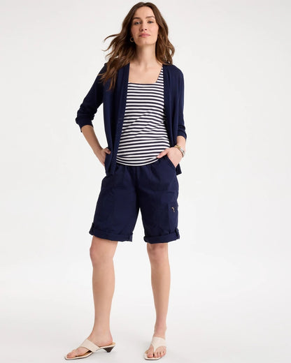 Poplin Cotton Roll-Tab Shorts - US 2696