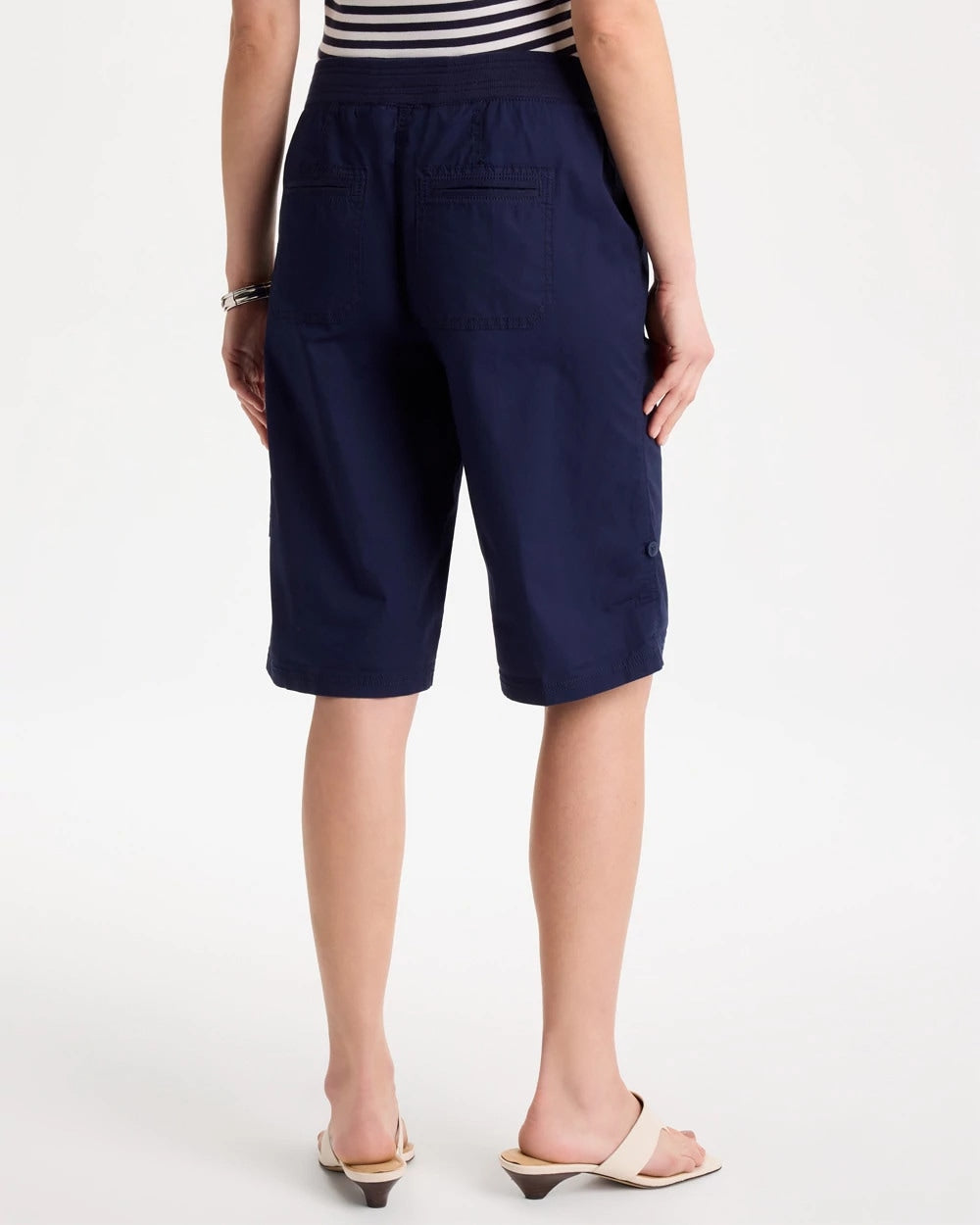 Poplin Cotton Roll-Tab Shorts - US 2696