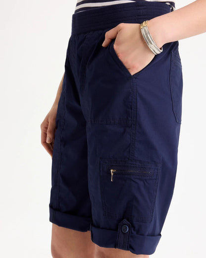 Poplin Cotton Roll-Tab Shorts - US 2696