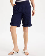 Poplin Cotton Roll-Tab Shorts - US 2696