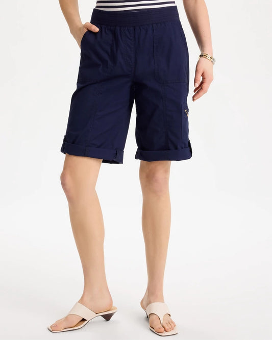 Poplin Cotton Roll-Tab Shorts - US 2696