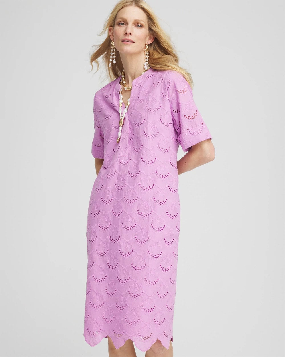 Eyelet Popover Dress - US 8079