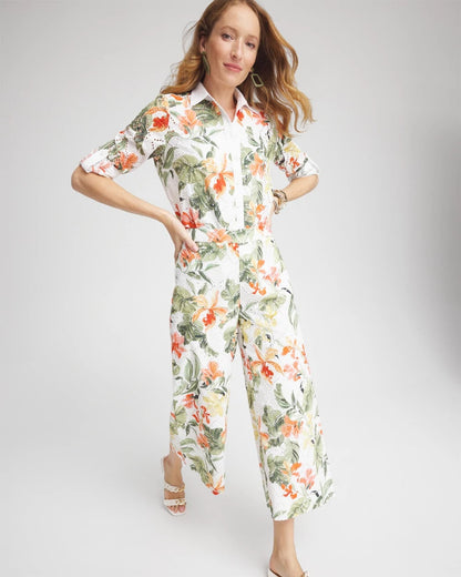 Floral Eyelet Culotte Pants - US 1311