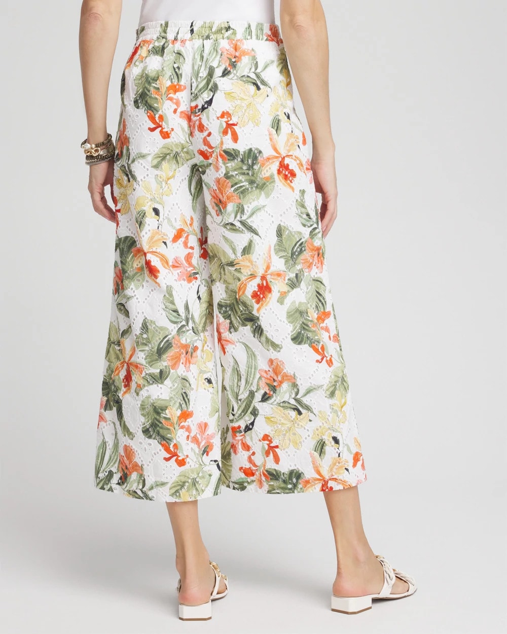 Floral Eyelet Culotte Pants - US 1311