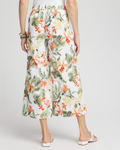 Floral Eyelet Culotte Pants - US 1311