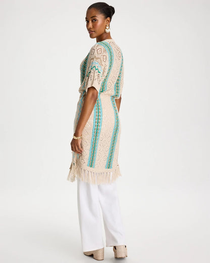 Rainbow Crochet Pointelle Vest - US 4495