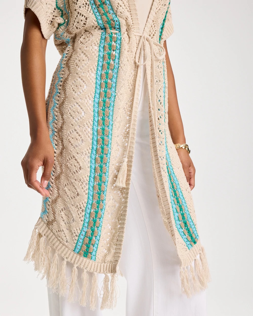 Rainbow Crochet Pointelle Vest - US 4495