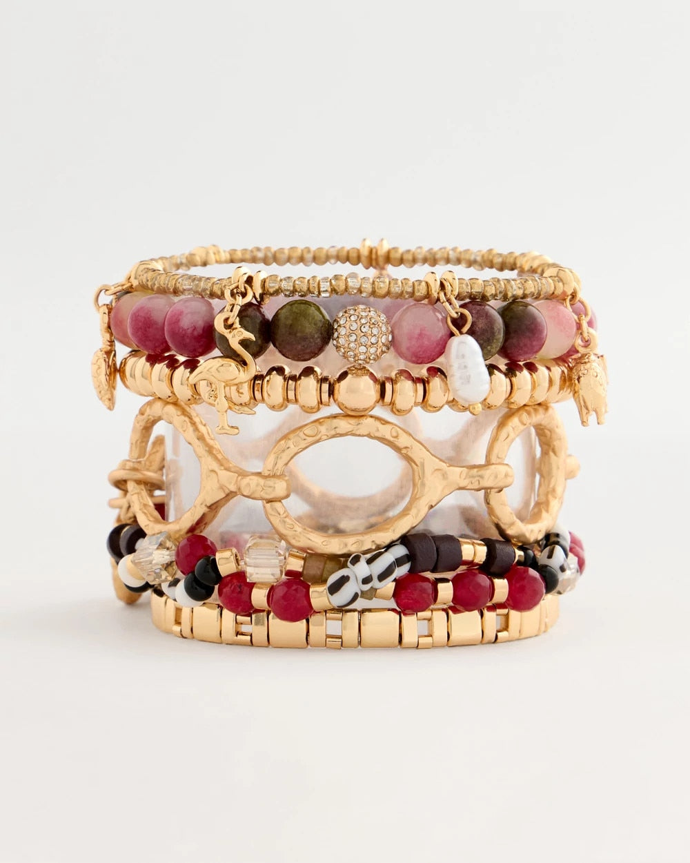 Raspberry Round Stretch Bracelet - US 2654