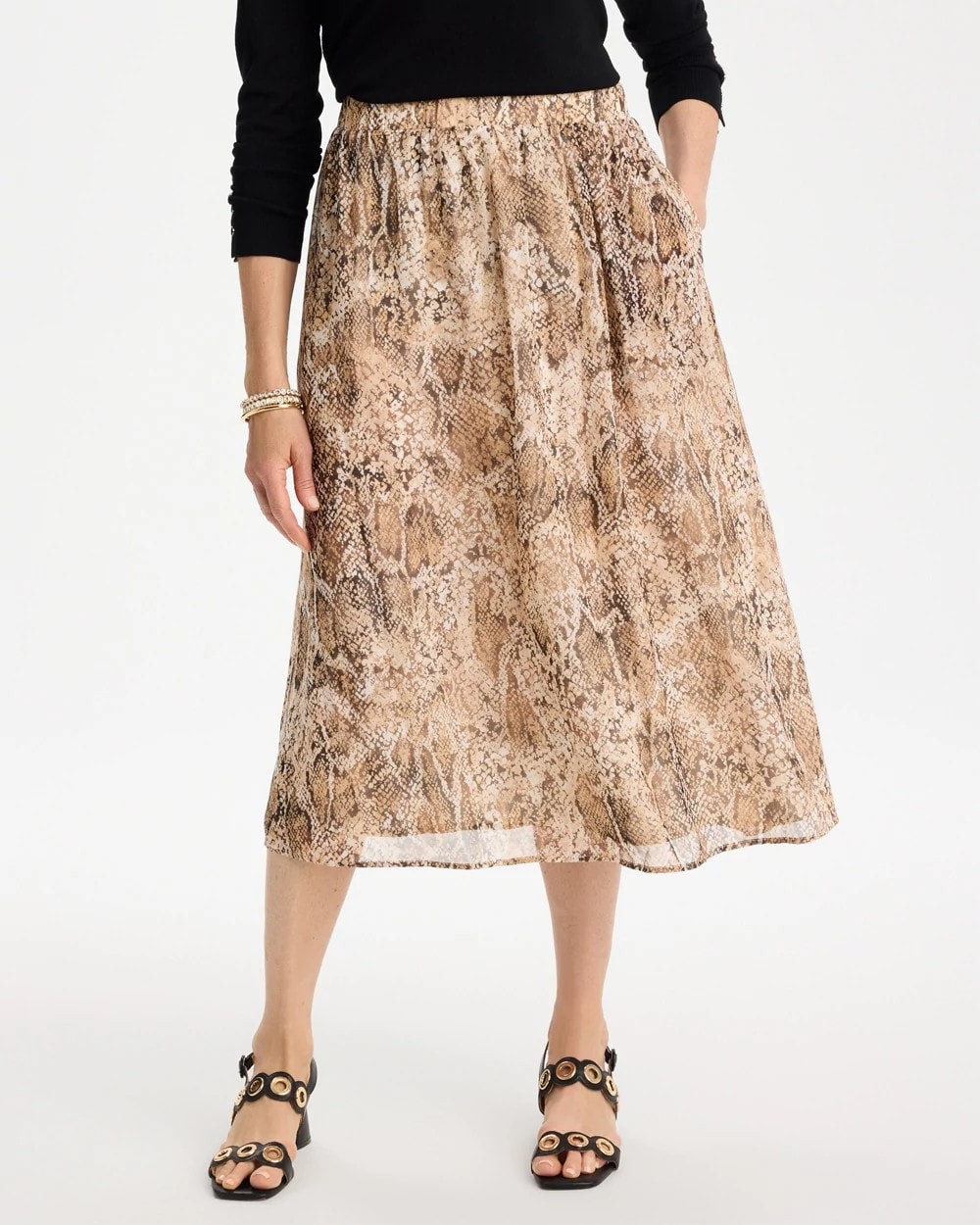 Georgette Python Animal Print Pull-On Skirt - US 5695