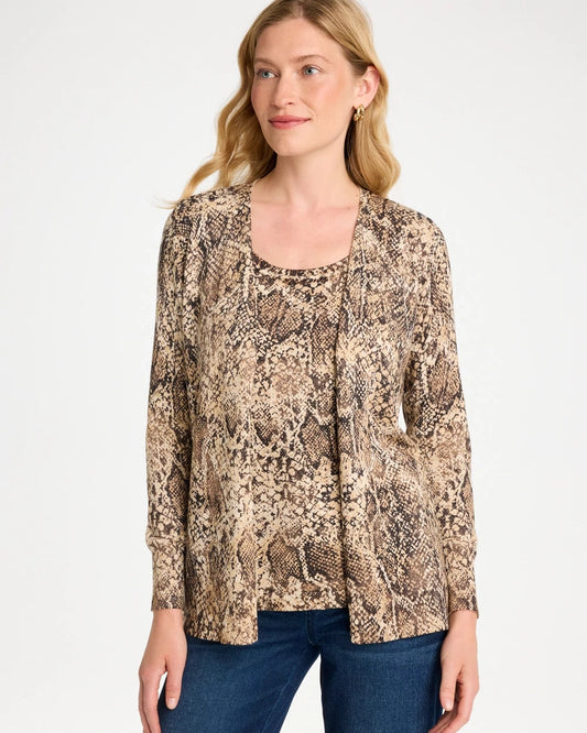 Ella Python Animal Print Cardigan - US 8822
