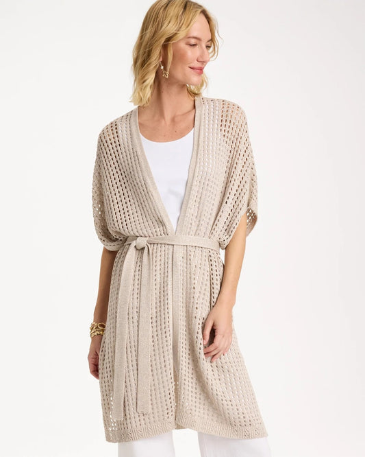 Crochet Knit Belted Ruana - US 0027