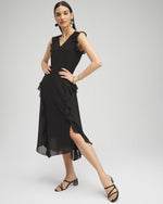 Chiffon Ruffle Midi Dress - US 7634