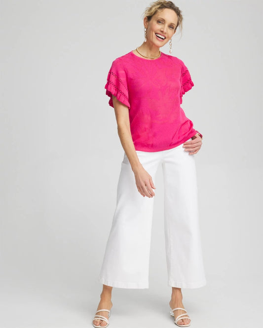 Ruffle Sleeve Pullover Sweater - US 0835
