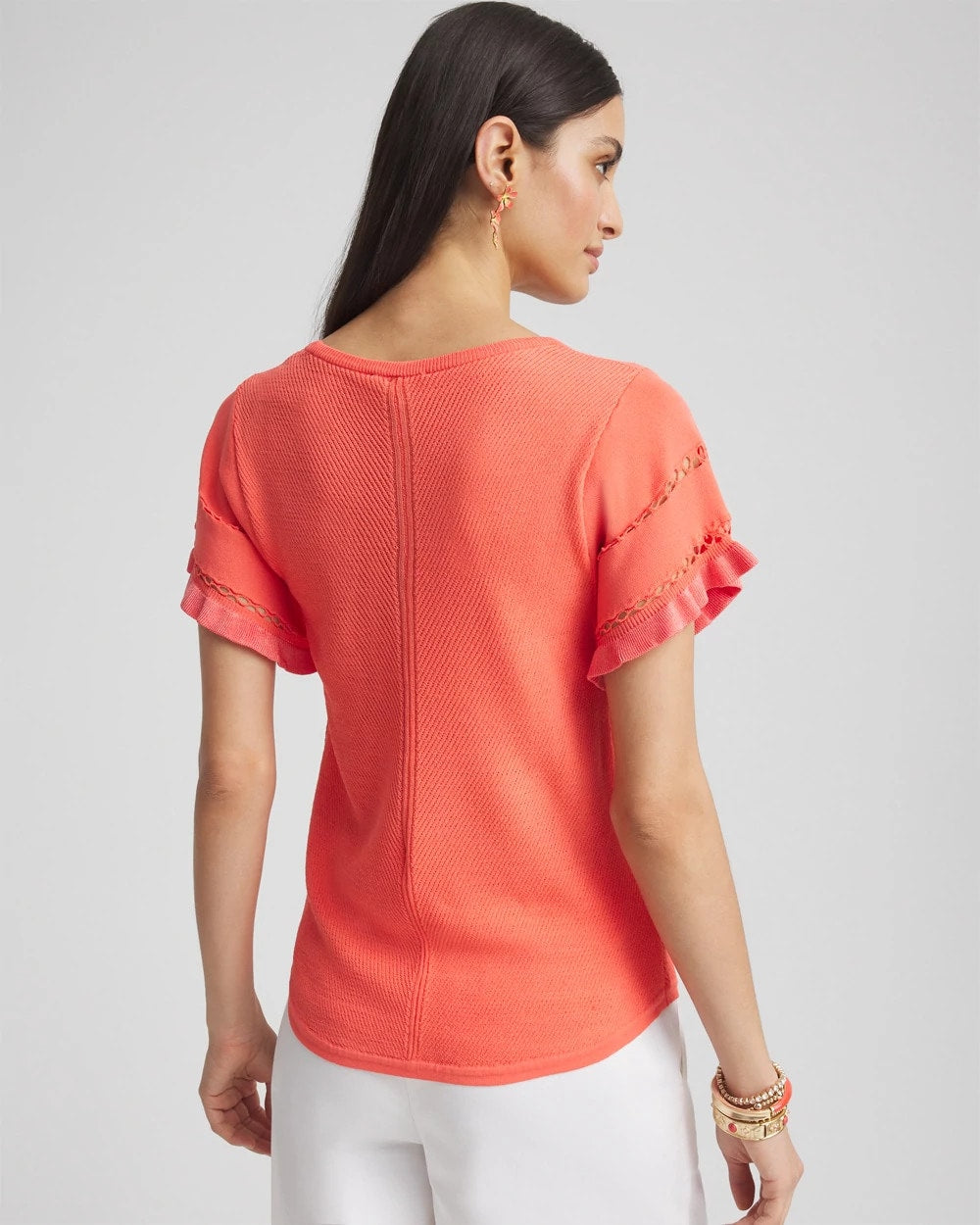 Cutout Short-Sleeved Pullover Sweater - US 8826