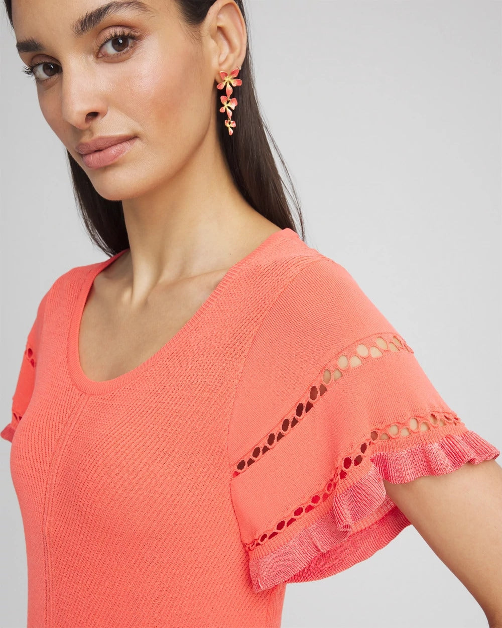 Cutout Short-Sleeved Pullover Sweater - US 8826