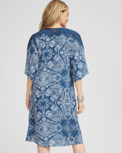 Crepe Lace-Neck Dress - US 7004