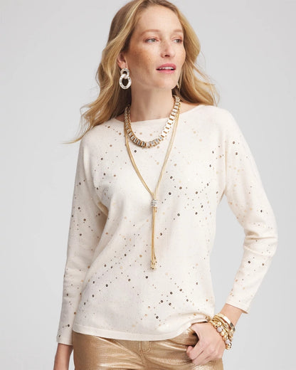 Scattered Sequin Pullover Sweater - US 9996