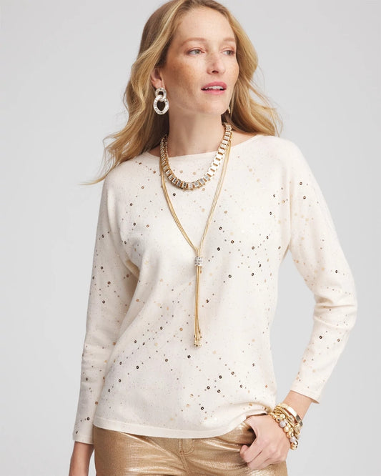Scattered Sequin Pullover Sweater - US 9996