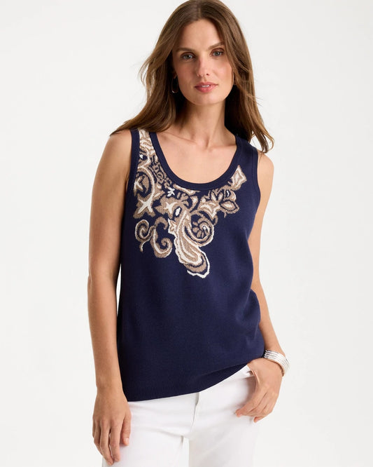 Ella Intarsia Scoopneck Sweater Tank - US 7598