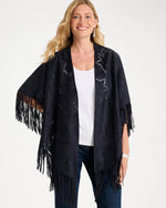 Cutout Faux Suede Fringe Ruana - US 3846