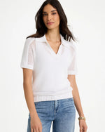 Sequin Pointelle Pullover Polo Sweater - US 2305