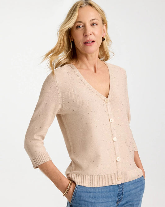 Stitchy Sequin V-Neck Cardigan - US 1916