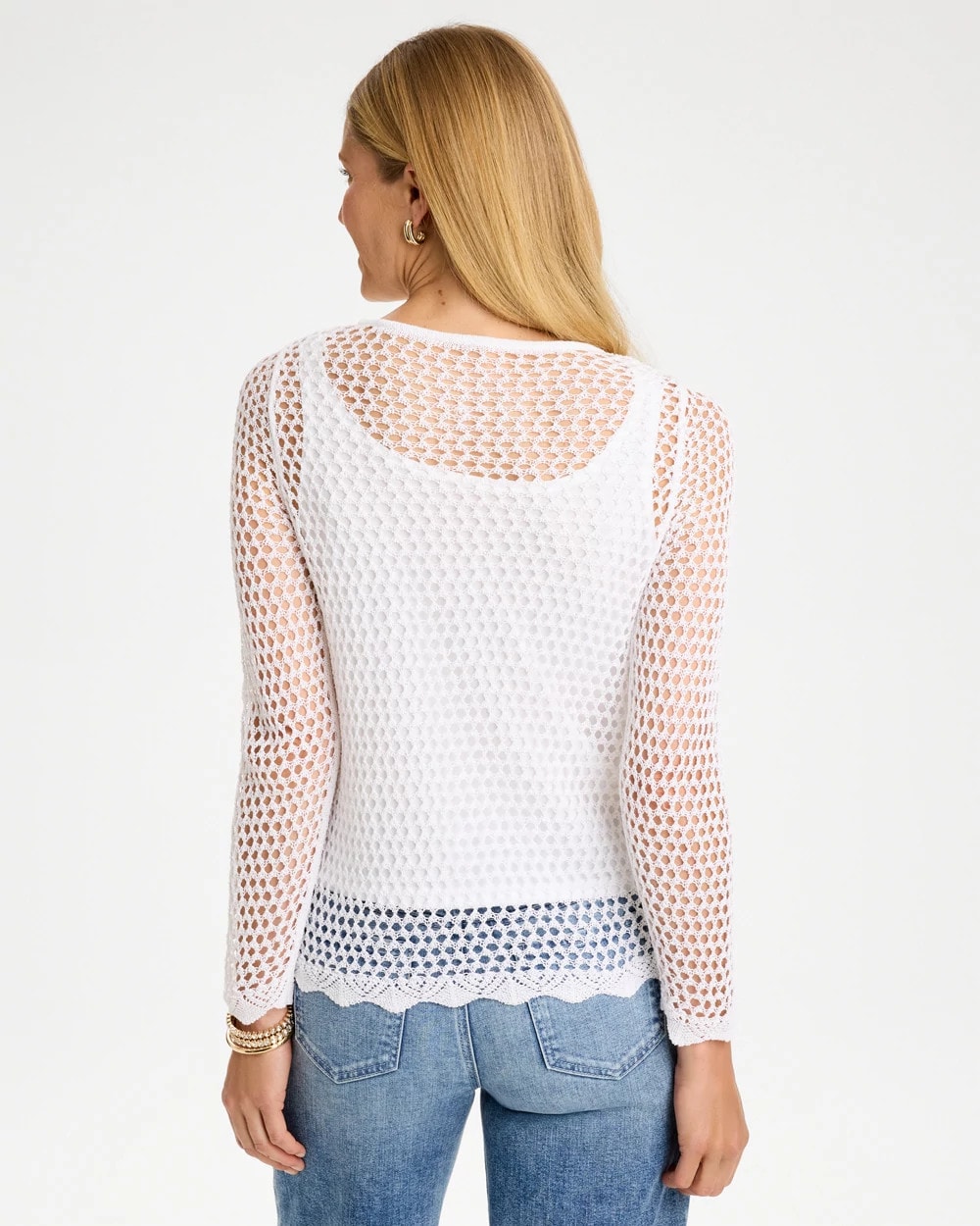 Paillette Sequin Mesh Pullover Sweater - US 6754
