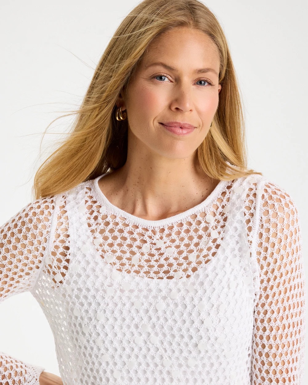 Paillette Sequin Mesh Pullover Sweater - US 6754