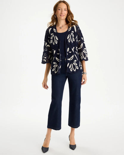 Woven Crochet Lace Contrast Kimono - US 6843