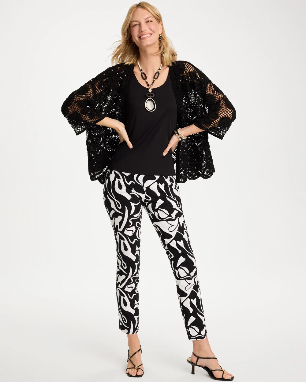 Crochet Lace Sequin Short Kimono - US 9915