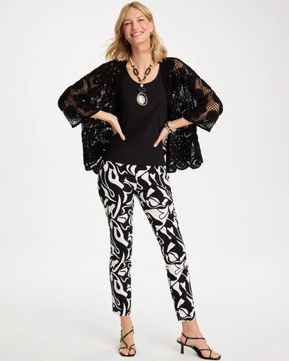 Crochet Lace Sequin Short Kimono - US 9915